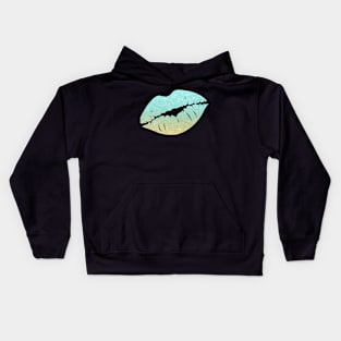 Pastel Teal Ombre Ocean Faux Glitter Lips Kids Hoodie